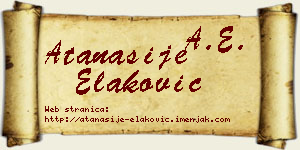 Atanasije Elaković vizit kartica